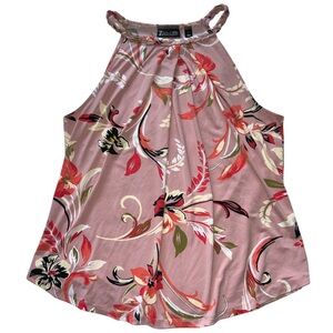 New York & Company 7th Avenue Design Studio Pink Floral Print Blouse Halter Top